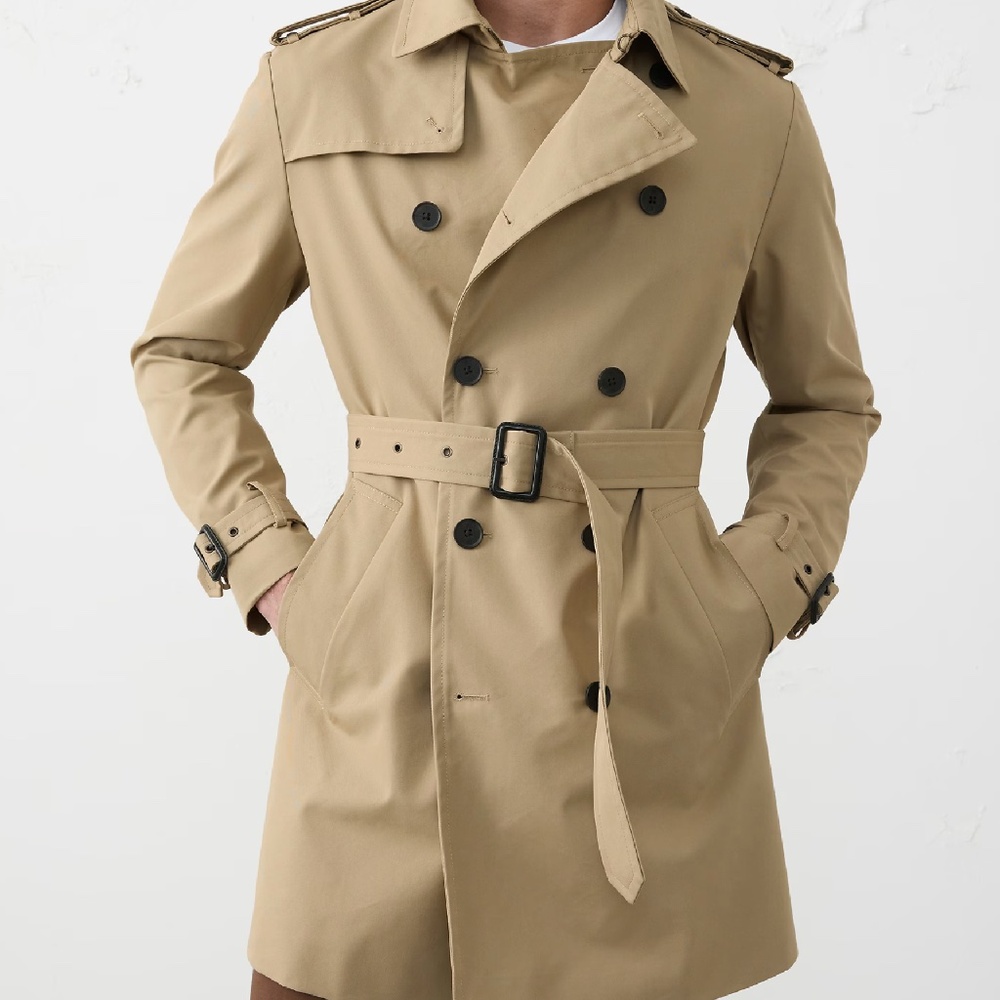 Brand New w tags!!! Banana Republic Mens Trench Coat. Khaki size L. Relaxed fit. - Picture 15 of 15